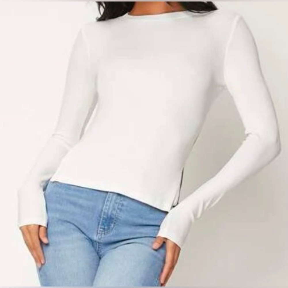 COPY - Solid Ribbed Knit Slim Long Sleeve Tee